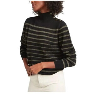 Nili Lotan Cashmere Spruce Sweater Size XS Black with Gold Lurex Stripes